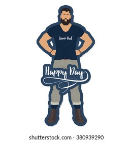 Isolated icon of a super dad on a white background for father's day