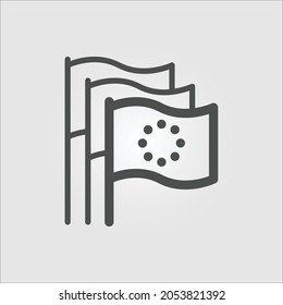 Isolated icon of three flags representing the European Union