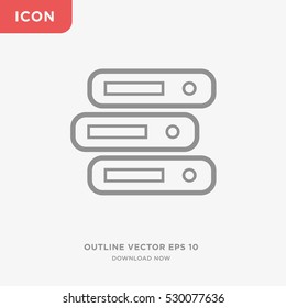 Isolated icon of three folders on gray background, thin linear image of office element, graphical illustration of books, symbol business sample, vector of archive sign, image of file on web