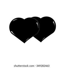 Isolated icon of two black hearts on a white background