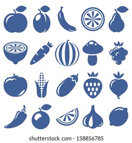 isolated icon of vegetables and fruits on white background