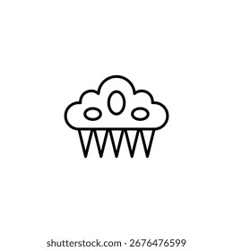 Nube aislada del Clima del icono con la lluvia que cae, diseño simple del movimiento