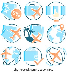 Isolated icons about air travel.
