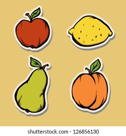 Isolated icons fruit set. Abstract design logo. Logotype art - vector