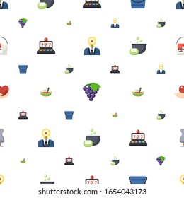 isolated icons pattern seamless. Included editable flat creativity, Winemaking, Bucket, slot machine, Soup, Soap making, caring, sewing mannequin icons. isolated icons for web and mobile.