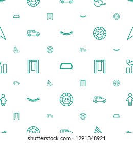 isolated icons pattern seamless white background. Included editable outline eyelash, hacksaw, party emot, delivery car, swing, casino chip icons. isolated icons for web and mobile.