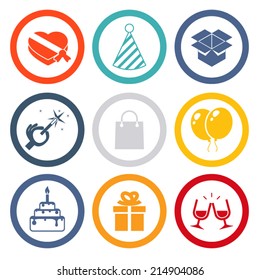 Isolated icons set Gift, Party, Birthday  modern trendy vector illustration
