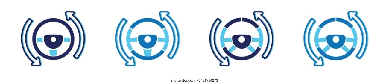 Isolated icons steering wheel with arrows. Simple concept auto steering wheel with arrow. Set icons steering wheel icon in vector design