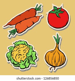 Isolated icons vegetable set. Abstract design logo. Logotype art - vector