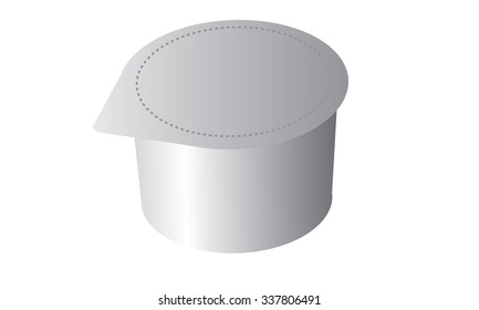 Isolated illustrated vector round packaging plastic box or cup for mayonnaise, yougourt, milk, jam etc