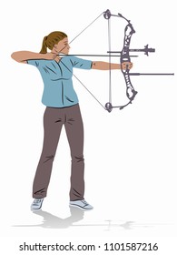 isolated illustration of a archer , colored drawing, white background