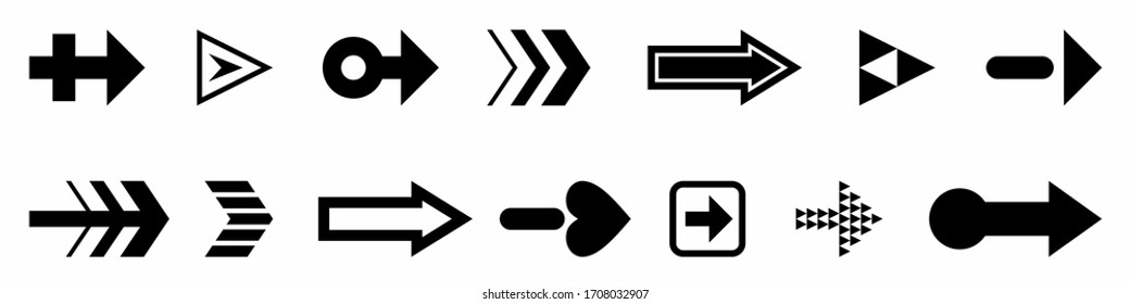 isolated illustration of a arrow shapes, black  drawing, white background