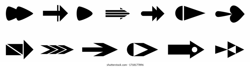 isolated illustration of a arrow shapes, black vector  drawing set, white background