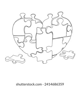 Isolated illustration autism, therapy, AВA. Happy Autism Awareness Day. World Autism Awareness Day. 2 April. Autism, heart circuit, Puzzle awareness. For blank, designers, logo, icon, social therapy