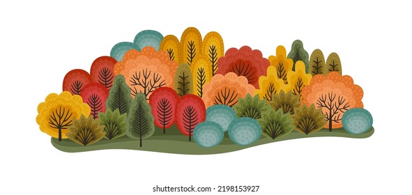 Isolated illustration with autumn forest. Vector template for card, poster, flyer, cover and other use.