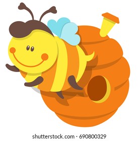 Isolated Illustration Bee And Beehive
