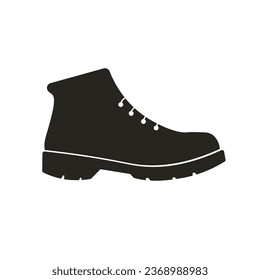 Isolated illustration of black pictogram safety shoes, a working foot protection icon for industrial graphic element sign 