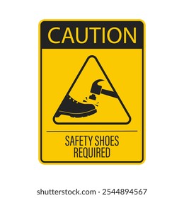 Isolated illustration of black pictogram safety shoes, a working foot protection icon hit by hammer sign 