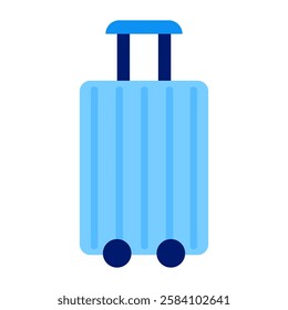 Isolated illustration a blue suitcase that has a handle