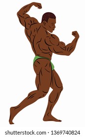 isolated illustration of bodybuilder. colored drawing , white background