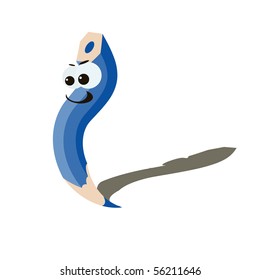 Isolated illustration of brave cartoon pencil.