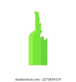 Isolated Illustration broken green glass bottle