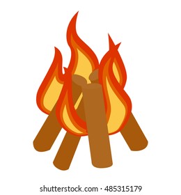 Isolated illustration of campfires logs burning bonfire