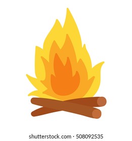 Isolated illustration of campfires logs burning bonfire