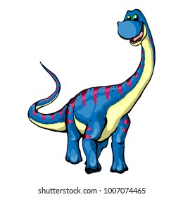 Isolated illustration of a cartoon Diplodocus