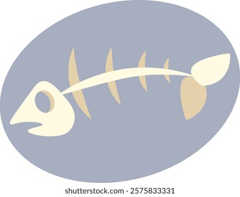 Isolated illustration cartoon fish bones on gray background