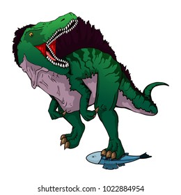 Isolated illustration of a cartoon Spinosaurus