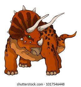 Isolated illustration of a cartoon Triceratops