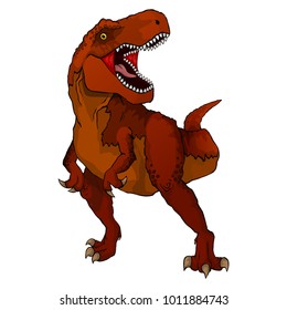 Isolated illustration of a cartoon Tyrannosaur.