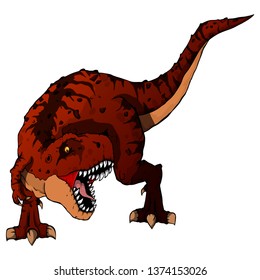 Isolated illustration of a cartoon Tyrannosaur