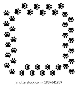 Isolated illustration of cat and dog paw prints (black footprints) on white background. (Animal vector)