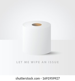 Ilustración aislada de papel blanco limpio rodado en un suelo con sombra