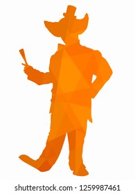 isolated illustration of clown, orange triangles drawing, white background