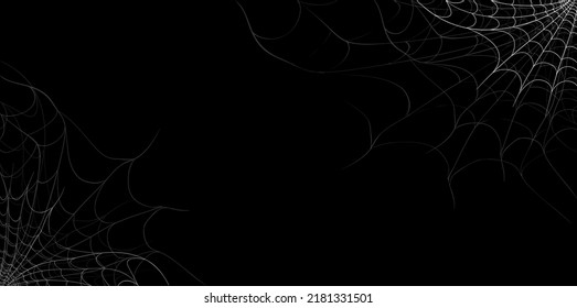 Isolated illustration of a cobweb for Halloween on a black background. For design, background, brochure, invitation