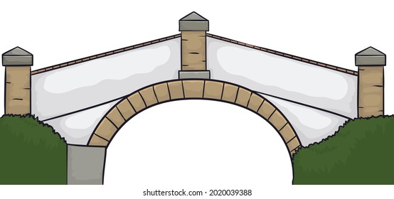 Isolated illustration of the Colombian Bridge of Boyaca in cartoon style with outlines.