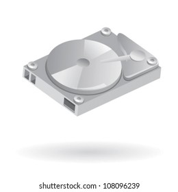 Isolated illustration of computer hard disk drive