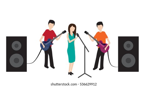 Isolated illustration concert pop group.  It can be used for banner, flyer or poster