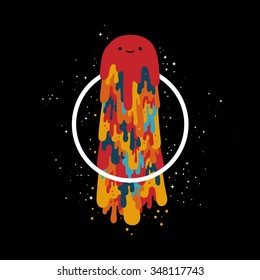 Isolated illustration with cute liquid creature.