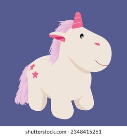 Isolated illustration of cute plush unicorn toy for girls