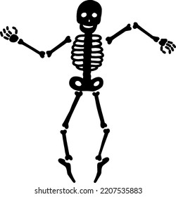Isolated illustration of a dancing human skeleton. Halloween decor