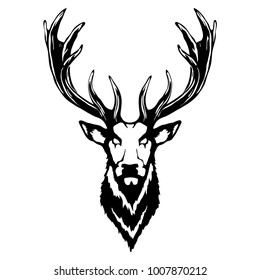 Isolated illustration of a deer head