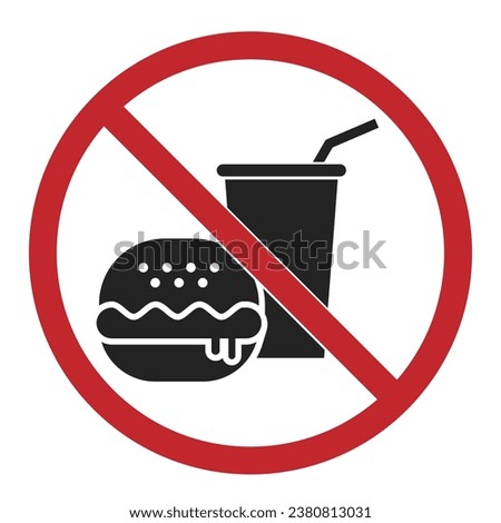 Isolated illustration of do not bring food and drink inside, no food allowed round sing white circle red crossed out 商業照片 © 