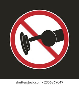 Isolated illustration of do not touch button, do not press switch or operate machine, safety alert with red circle crossed out