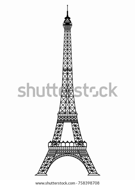 白黒の背景にエッフェルタワーの分離型イラスト のベクター画像素材 ロイヤリティフリー