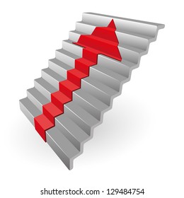 Isolated illustration eps 10 Staircase with arrow