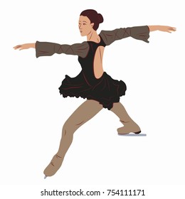 isolated illustration of a figure skater , colored drawing, white background